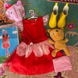 Girls size 4-6 Peppa Pig Halloween Costume with extras!